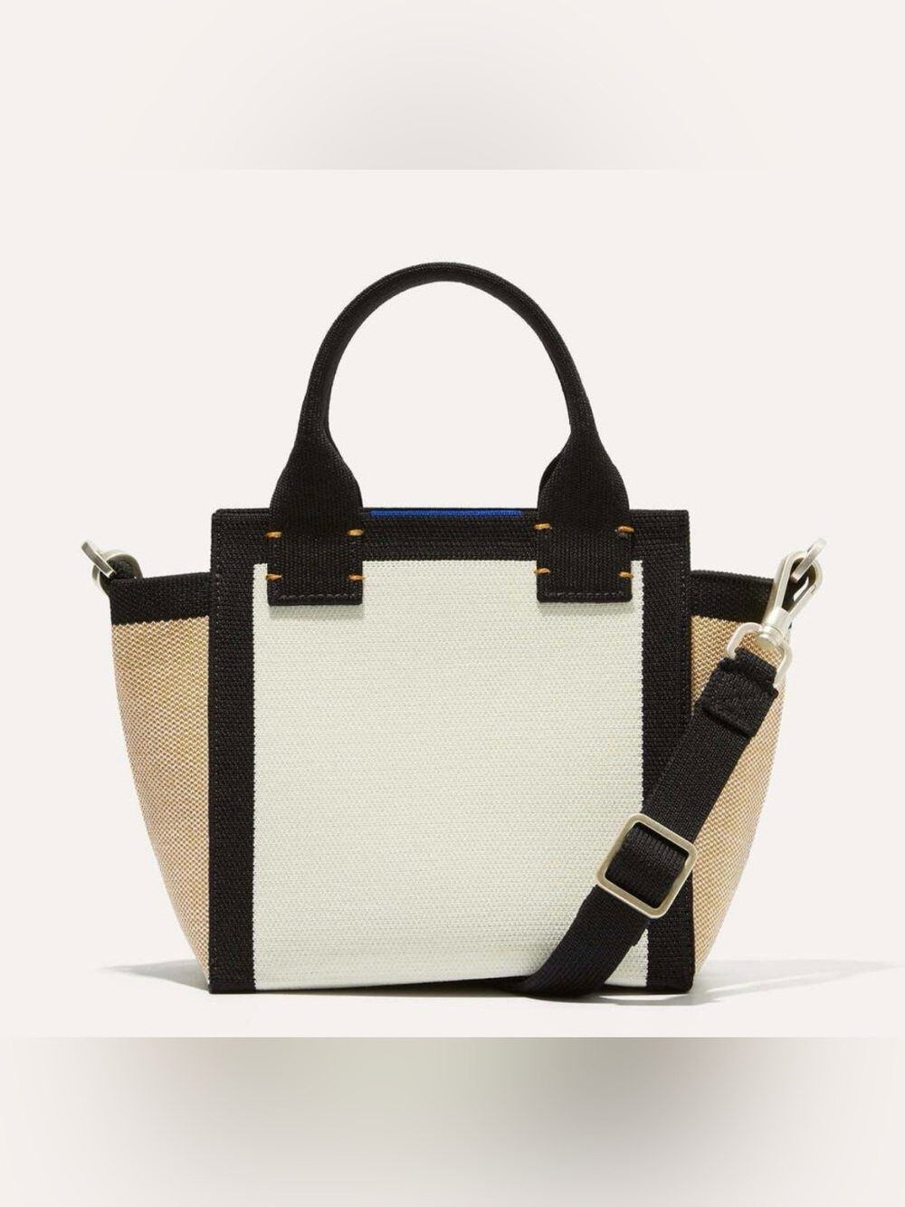 Rothy’s Canvas Mini Tote Bag in White, Black & Beige